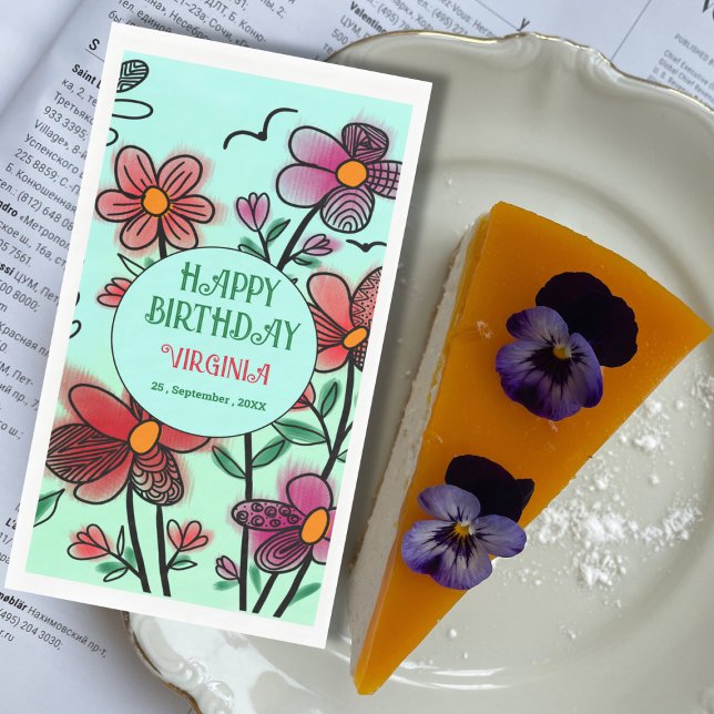 FRÜHSTÜCK EINZIGARTIGE ROTE DOODLE BLUME GEBURTSTA SERVIETTE (Von Creator hochgeladen)