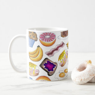 Frühstück Foods Bacon Pancake Muffin Banana Eier Kaffeetasse
