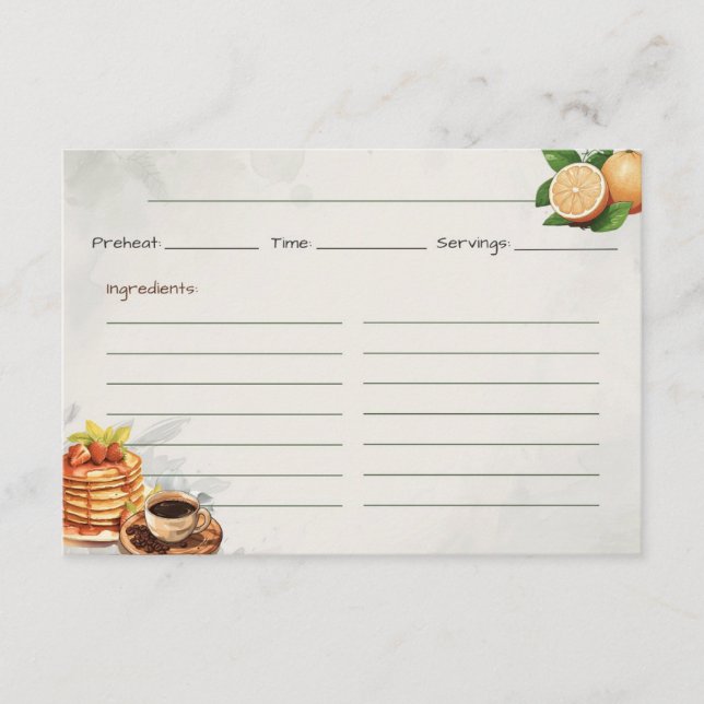Frühstück im Bed Basic Rezept Card Begleitkarte (Vorderseite)