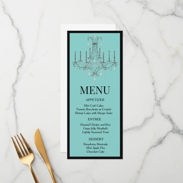 Frühstück im Chandelier Menu Menükarte (Vorderseite/Rückseite Beispiel)