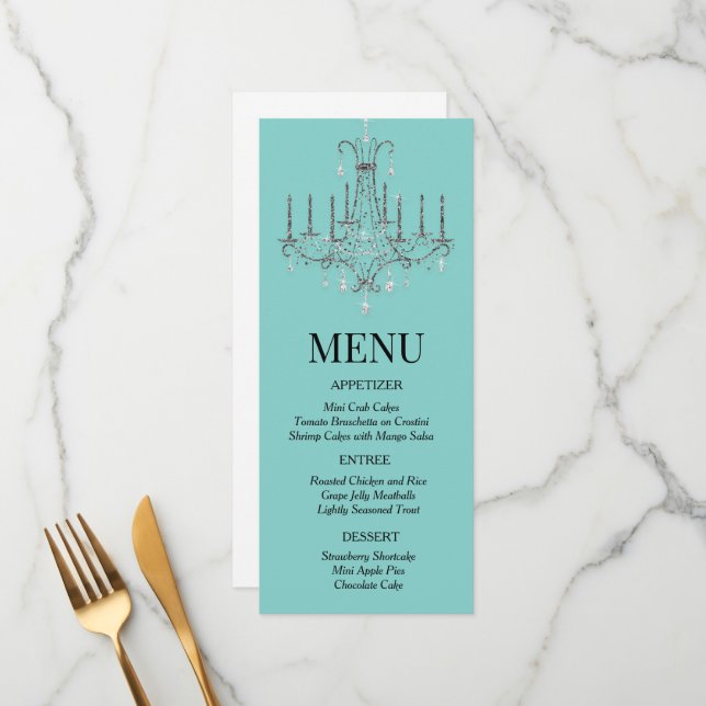 Frühstück im Chandelier Menu Menükarte (Vorderseite/Rückseite Beispiel)