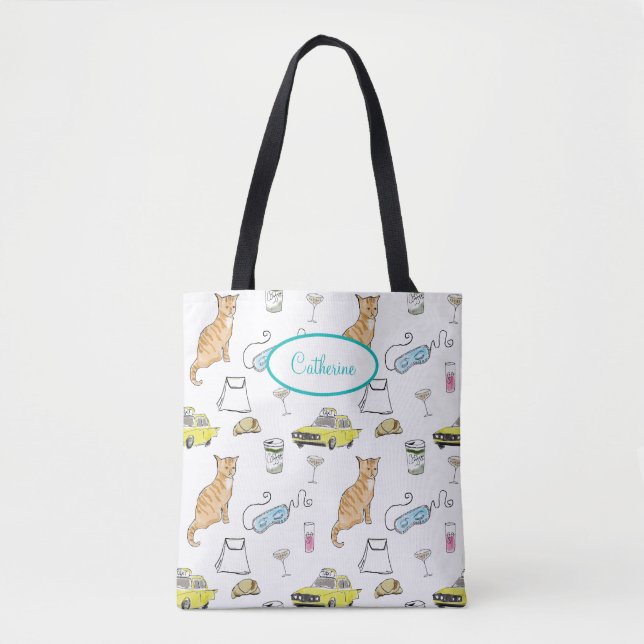 Frühstück im Tiffanys Girly 60er Personalisiert Re Tasche (Vorderseite)