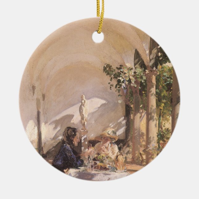 Frühstück in der Loggia von John Singer Sargent Keramik Ornament (Vorne)