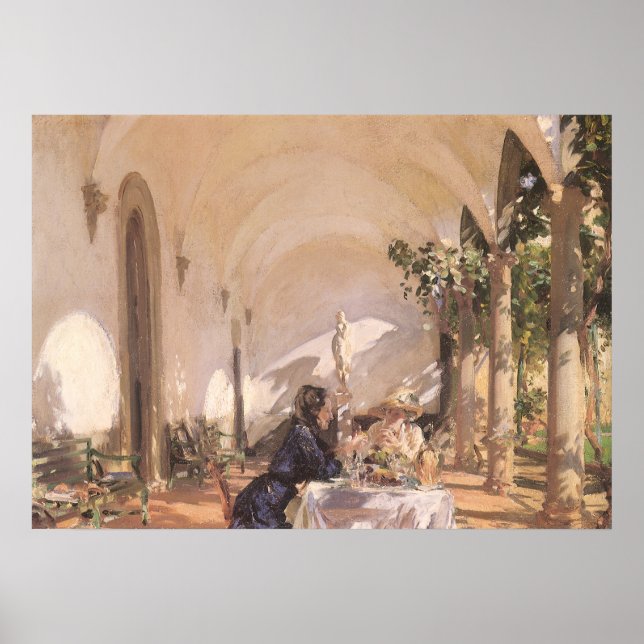 Frühstück in der Loggia von John Singer Sargent Poster (Vorne)