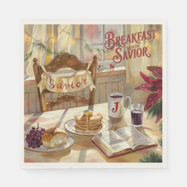Frühstück mit dem Savior - Christlich Napkins Serviette (Vorderseite)