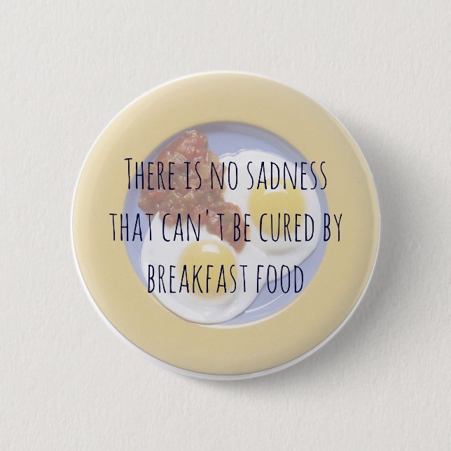 Frühstück Nahrungseier auf Plate Funny Motivierend Button (Vorderseite)