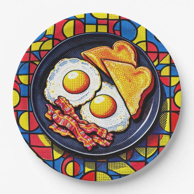 Frühstück Pop-Art Pappteller (Vorderseite)