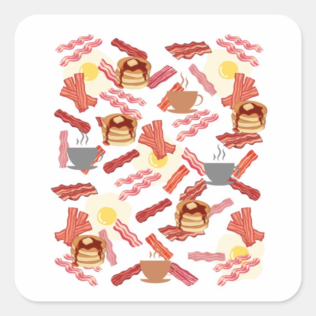 Frühstück Quadratischer Aufkleber (Vorderseite)