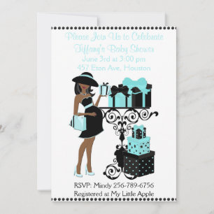 Frühstück Thema Blue Aqua Black Baby Dusche laden Einladung