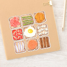 Frühstück Toast Slices Custom Cut Sticker