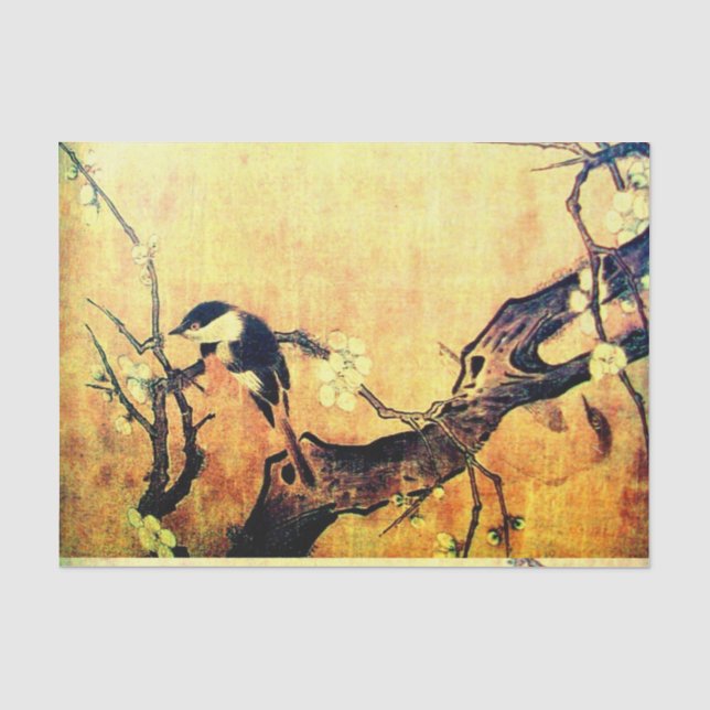 FRÜHSTÜCK UND BLUME BAUM Gelbbraun Seidenpapier (Vorderseite)