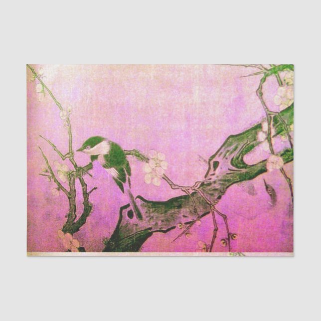 FRÜHSTÜCK UND BLUME BAUM Pink Brown Seidenpapier (Vorderseite)