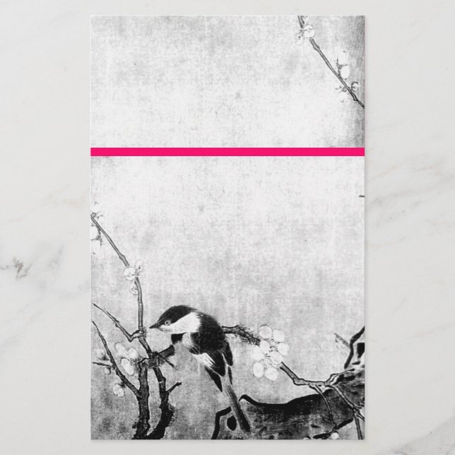 FRÜHSTÜCK UND BLUME BAUM Schwarz-weiß Rot Briefpapier (Vorderseite)