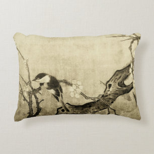 FRÜHSTÜCK UND BLUME BAUM, Sepia Brown Floral Dekokissen