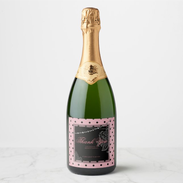 Frühstück und Brunch Pink und schwarz Polka Punkte (Vorderseite)