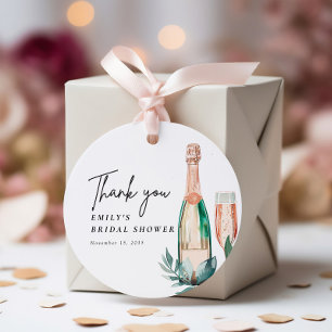 Frühstück und Sprudel Elegante Bridal Shower Geschenkanhänger