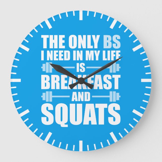Frühstück und Squats - Bodybuilding Workout Große Wanduhr (Vorderseite)