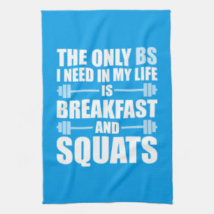 Frühstück und Squats - Bodybuilding Workout Küchentuch