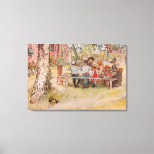 Frühstück unter der großen Birke von Carl Larss Leinwanddruck