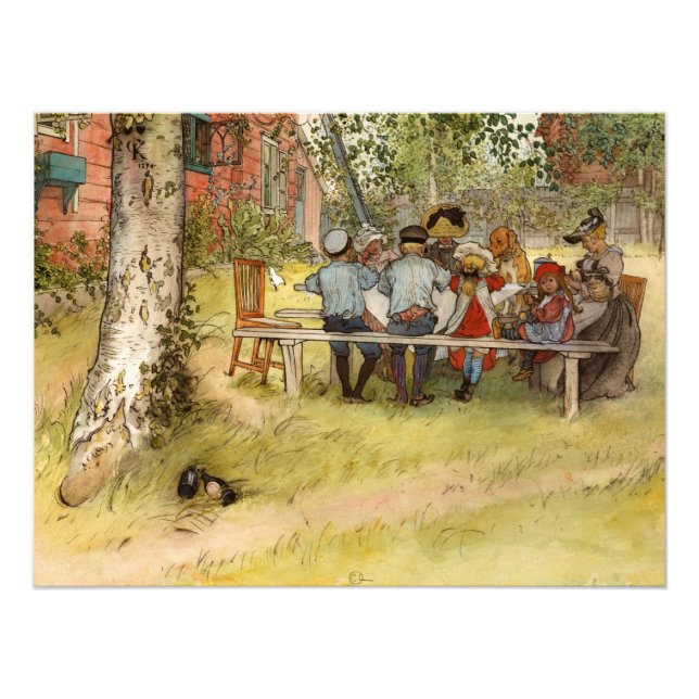 Frühstück unter der großen Birke von Carl Larsson Fotodruck (Vorne)
