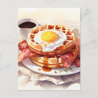 Frühstück Waffle Bacon Feinschmecker Feiertagspostkarte