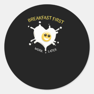 Frühstück zuerst runder aufkleber
