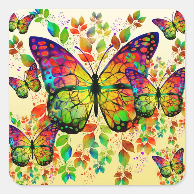 FRÜHSTÜCKE FARBEN FARBHAFTE NATUR QUADRATISCHER AUFKLEBER (Vorderseite)
