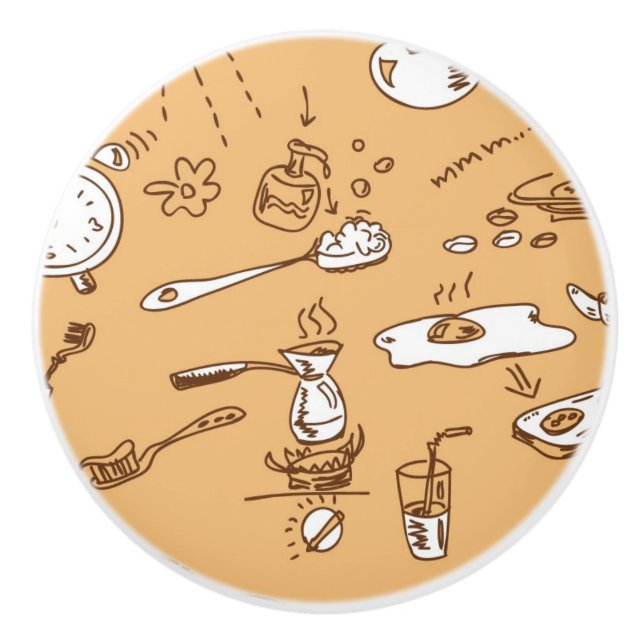 Frühstücks-Muster 2 Keramikknauf (Vorderseite)