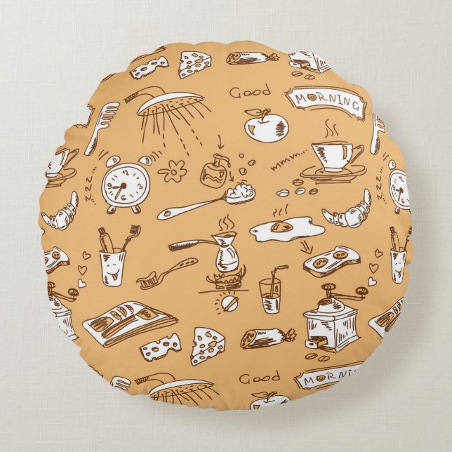 Frühstücks-Muster 2 Rundes Kissen (Vorderseite)
