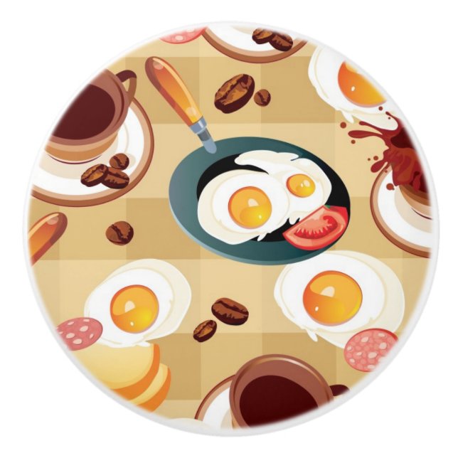 Frühstücks-Muster 3 Keramikknauf (Vorderseite)