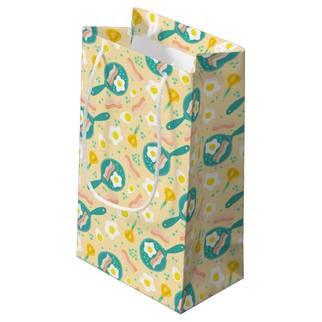 Frühstücks-Muster Kleine Geschenktüte (Rückseite Schrägansicht)