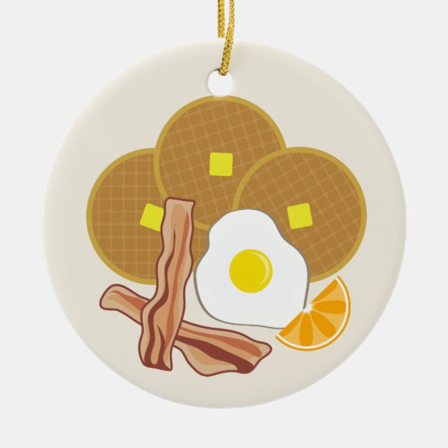 Frühstücks-Verzierungs-Waffeln, Speck und Ei Keramikornament (Vorne)