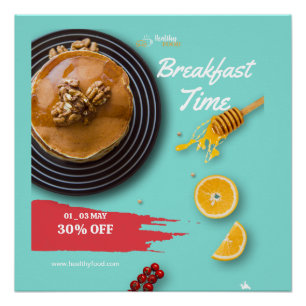 Frühstücksangebot, Kaffeehaus-Frühstücksmenü Poster