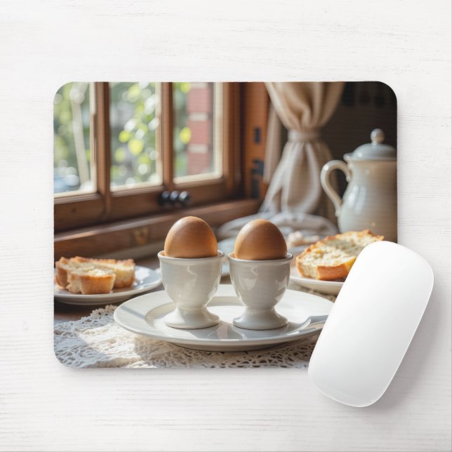 Frühstücksbraune Eier in Eierbechern Mousepad (Mit Mouse)