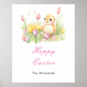 Frühstücksbrunch zu Ostern mit kleinen Küken Poster