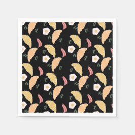 Frühstücksbüffet auf einem Croissant mit Schinken  Serviette