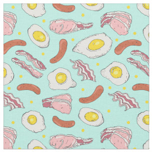 Frühstücksbüffet Bacon und Wurst Blue Stoff