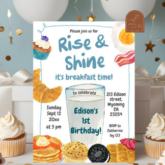 Frühstücksbuffet "Rise and Shine Kids" Geburtstag Einladung