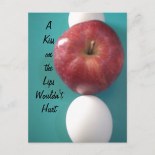 Frühstücksfreunde: Zwei Eier $ein Apfel Stilleben Postkarte