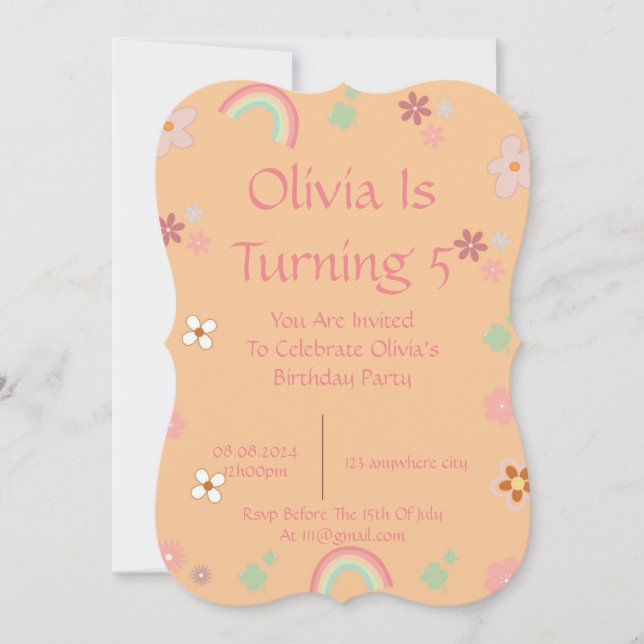 FRÜHSTÜCKSINVITATION FÜR MÄDCHEN EINLADUNG (Vorderseite)