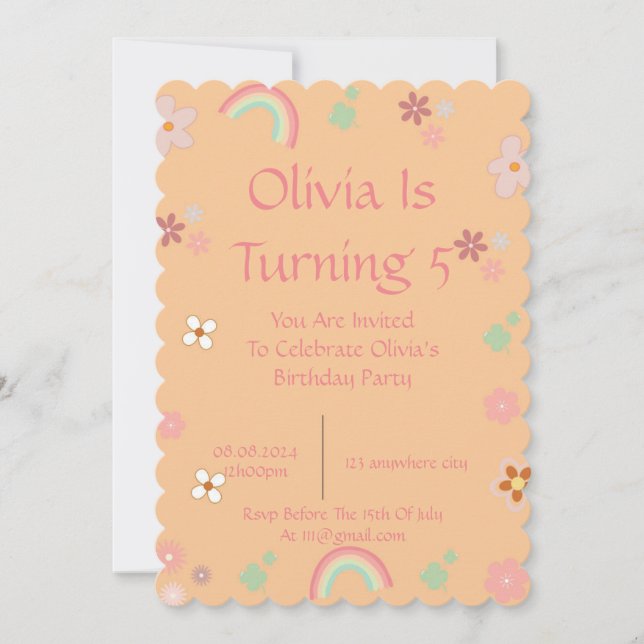 FRÜHSTÜCKSINVITATION FÜR MÄDCHEN SAVE THE DATE (Vorderseite)