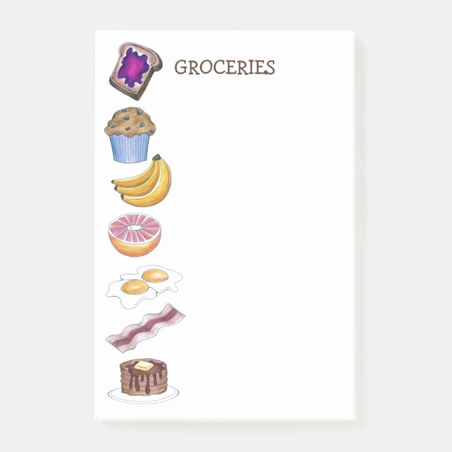 Frühstückslebensmittel Lebensmittel Lebensmittelge Post-it Klebezettel (Vorderseite)