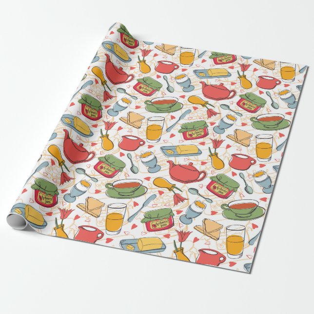 Frühstücksmuster Geschenkpapier (Ungerollt)
