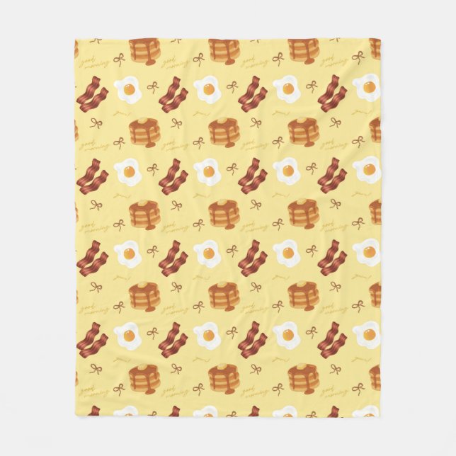 Frühstücksthema Speck Eier Pfannkuchen Muster Fleecedecke (Vorderseite)