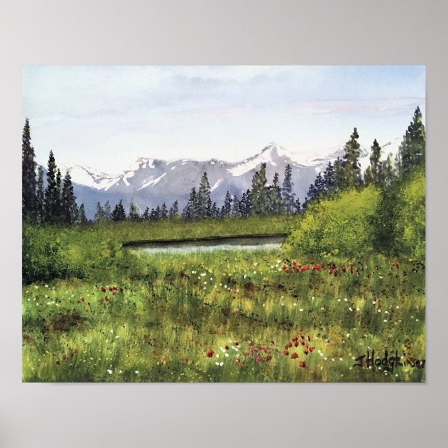FRÜHZEIT IN DER KANADISCHEN ROCKIES WASSERFARBE POSTER (Vorne)