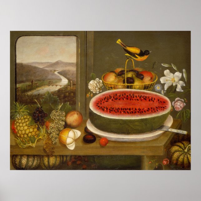 Fruit & Baltimore Oriole - Poster d'art raffiné de (Devant)