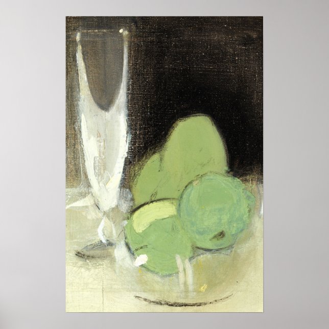 Fruit Bowl Champagne Glass Still Life Painting Poster (Vorne)