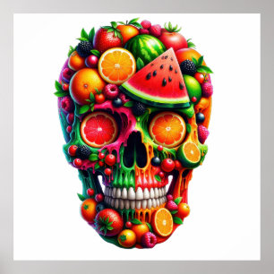 Fruit Fiesta Skull Poster