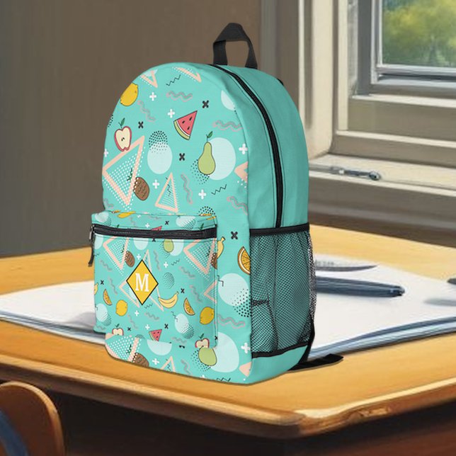 Fruit Memphis Aqua Pattern  Bedruckter Rucksack (Von Creator hochgeladen)