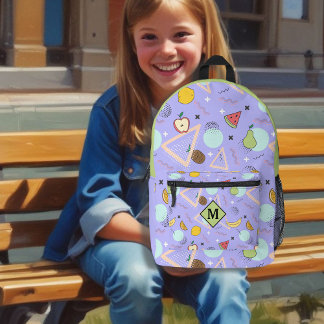 Fruit Memphis Lila Muster Bedruckter Rucksack